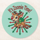 "Es ist Zoomie Time! Weihnachtsmann Runder Pappuntersetzer (Vorderseite)