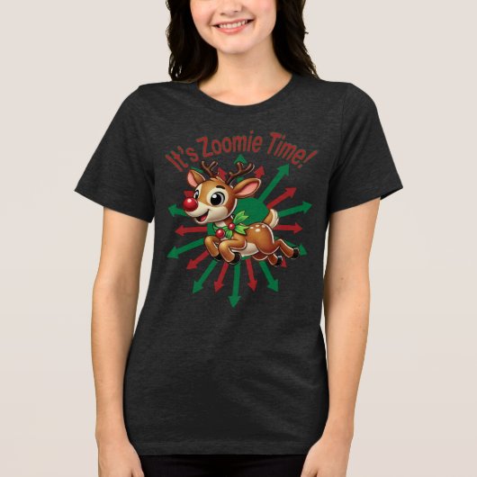 "Es ist Zoomie Time! Weihnachtsmann Tri-Blend Shirt (Vorderseite)