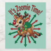 "Es ist Zoomie Time! Weihnachtsmann Weinetikett (Einzelnes Label)