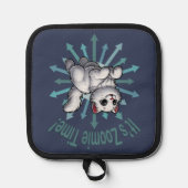 Es ist Zoomie Time White Cat Topflappen (Vorderseite)