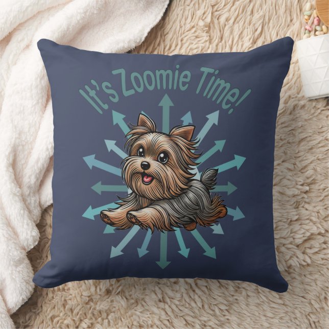Es ist Zoomie Time Yorkshire Terrier Kissen (Decke)