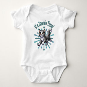 Es ist Zoomie Zeit Graue Bicolor-Katze Baby Strampler