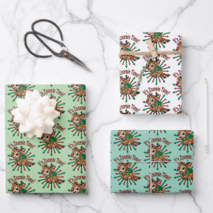 "Es ist Zoomie-Zeit! Weihnachts-Rentiere Geschenkpapier Set