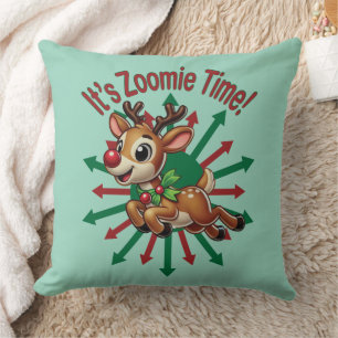 "Es ist Zoomie-Zeit! Weihnachts-Rentiere Kissen