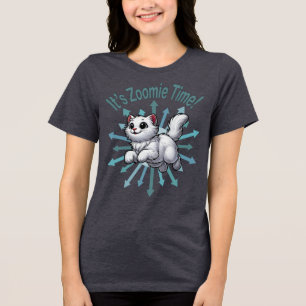 Es ist Zoomie Zeit Weiße Katze Tri-Blend Shirt