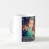 Es ist zu frühe lustige Tasse (Vorderseite Links)