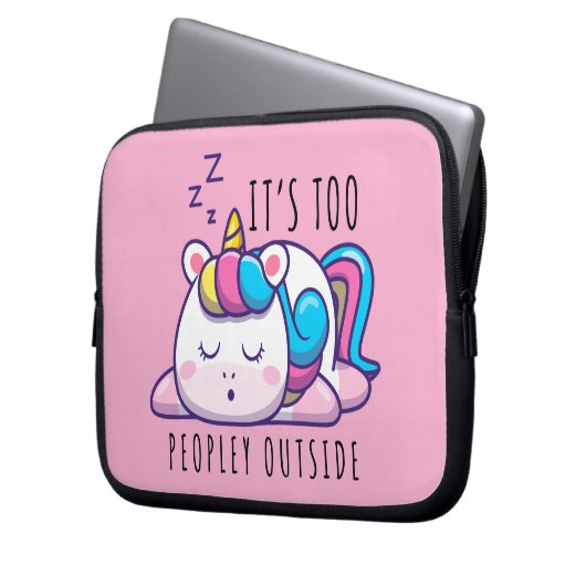 Es ist zu viele Leute außerhalb Unicorn Introverti Laptopschutzhülle (Vorderseite Links)