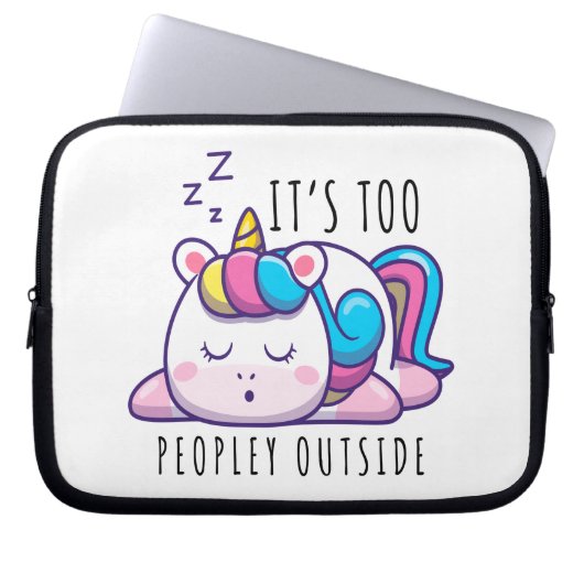 Es ist zu viele Leute außerhalb Unicorn Introverti Laptopschutzhülle (Vorderseite)