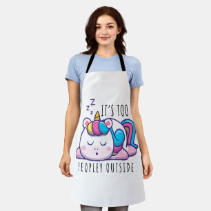 Es ist zu viele Leute außerhalb Unicorn Introverti Schürze