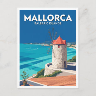 Es Jonquet Steinwindmühlen und Palma-Bucht Spanien Postkarte
