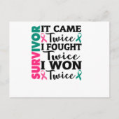 Es kam zweimal, wenn ich zweimal Krebs besiege Einladungspostkarte (Vorderseite)