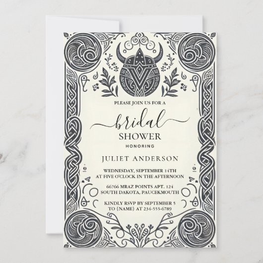 Es keltisches nordisches Fun Mittelalterliches Scr Einladung (Vorderseite)