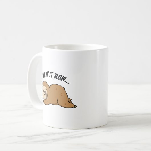 Es langsam Funny Sloth Puff nehmen Kaffeetasse (Vorderseite Links)
