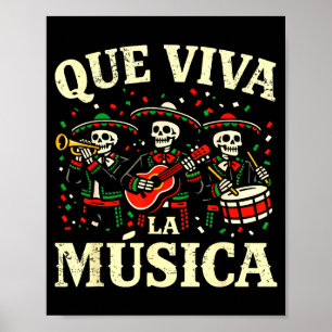 Es lebe die Musik Cinco de Mayo Skelett Mariachi Poster