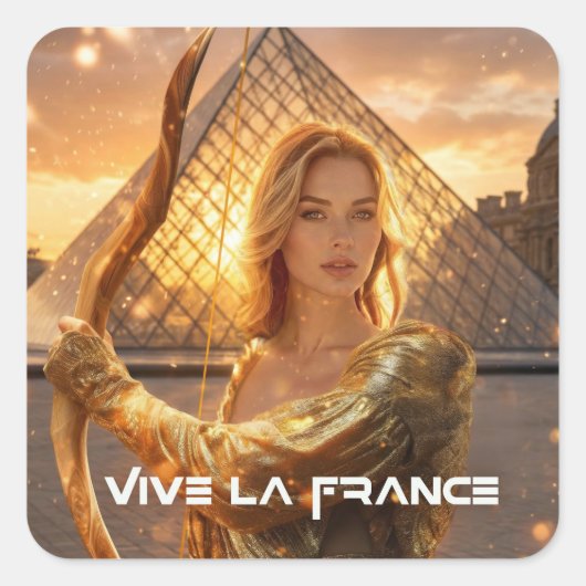 ES LEBE FRANKREICH - PARIS QUADRATISCHER AUFKLEBER (Vorderseite)