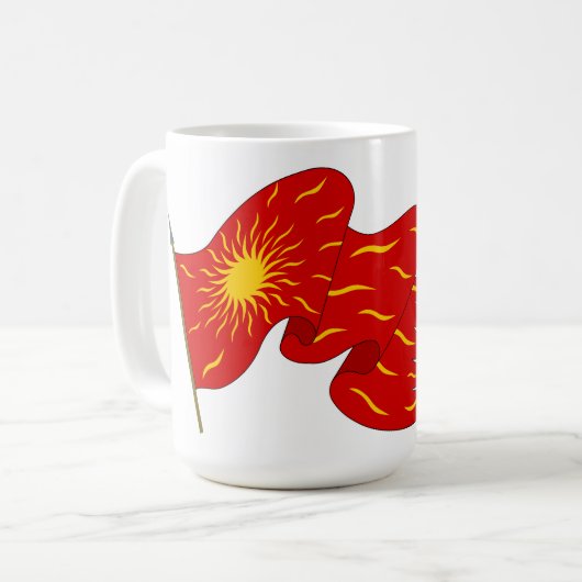 Es lebe Frankreich! Rote Oriflamme mit Sonne Kaffeetasse (Vorderseite Links)