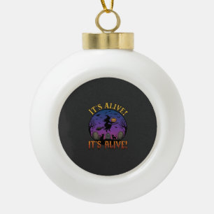 Es lebt Halloween Hexe Kürbis Schwarze Katze Grabs Keramik Kugel-Ornament