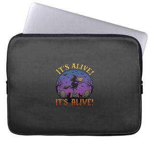 Es lebt Halloween Hexe Kürbis Schwarze Katze Grabs Laptopschutzhülle