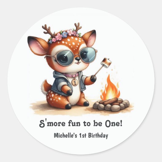 "Es macht mehr Spaß, eins zu sein!" Hirsche Campin Runder Aufkleber (Vorderseite)