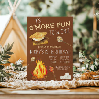 Es macht mehr Spaß, EINS zu sein! S'mores-Geburtst Einladung