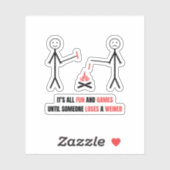 Es macht Spaß und Spiele bis jemand einen Weiner v Aufkleber (Blatt)