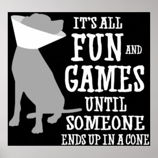 Es macht Spaß und Spiele bis jemand in einen Poster
