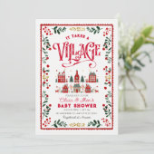 Es nimmt ein Village Holiday Town Baby Dusche Einladung (Stehend Vorderseite)