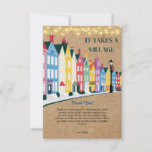 Es nimmt ein Village Modern Craft Baby Dusche Dankeskarte (Vorderseite)