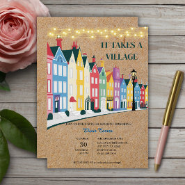 Es nimmt ein Village Modern Craft Baby Dusche Einladung