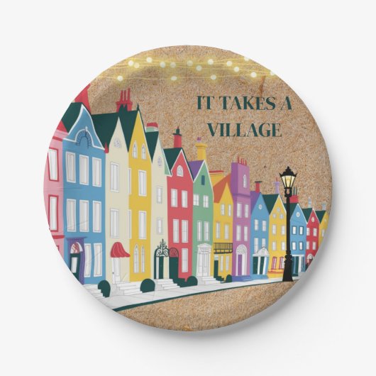 Es nimmt ein Village Modern Craft Baby Dusche Pappteller (Vorderseite)