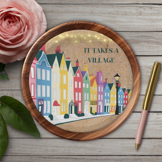 Es nimmt ein Village Modern Craft Baby Dusche Pappteller