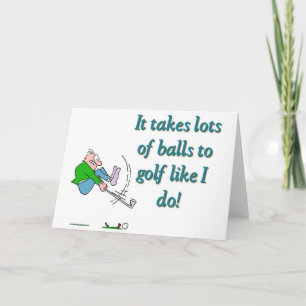 Es nimmt viele Bälle, um Golf zu spielen, wie ich Karte