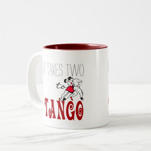 Es nimmt zwei zum Tango Zweifarbige Tasse (Vorderseite Links)