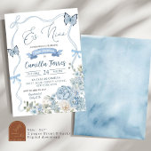 Es Nina Mexican Floral Blue Bow Baby Dusche Einladung