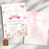 Es Nina Pink Bow Floral Blossom Girl Babydusche Einladung