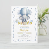 Es Nino Elephant Mexican Baby Shower Einladung (Stehend Vorderseite)