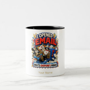 Es öffnete E-Mail Personalisierten Lustigen Büro Zweifarbige Tasse