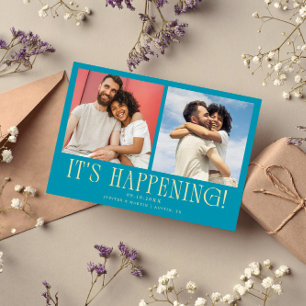 Es passiert 2-Foto Aqua Blau Hochzeit Save The Date