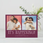 Es passiert 2-Foto Cranberry Hochzeit Save The Date (Stehend Vorderseite)