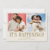 Es passiert 2-Foto-Cream-Hochzeit Save The Date (Vorderseite)
