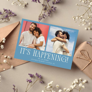 Es passiert 2-Foto Denim Blau Hochzeit Save The Date