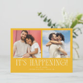 Es passiert 2-Foto-Gelbe Hochzeit Save The Date (Stehend Vorderseite)