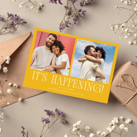Es passiert 2-Foto-Gelbe Hochzeit Save The Date