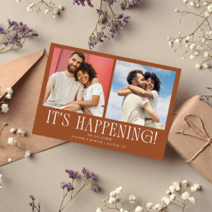 Es passiert 2-Foto Terrakotta-Hochzeit Save The Date