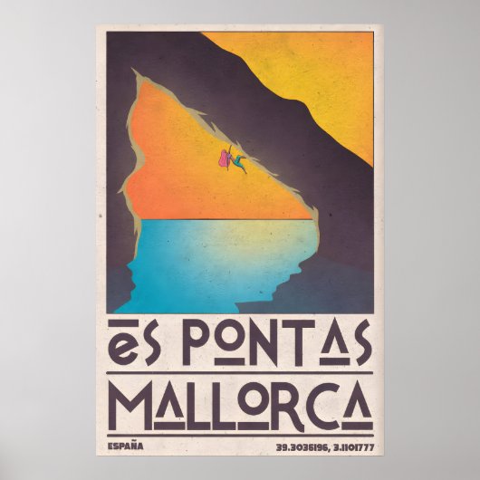 Es Pontas Kletterposter Retro Mallorca Reise Poster (Vorne)