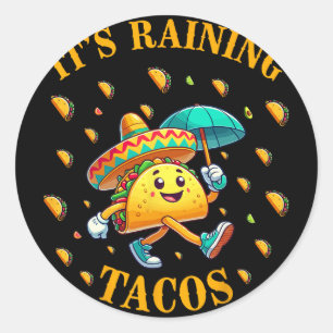 Es regnen Tacos Lustige Taco-Liebhaber Kinder Mädc Runder Aufkleber