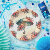 Es regnet eine schöne Blumenhochzeit Pappteller (Party)