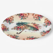 Es regnet eine schöne Blumenhochzeit Pappteller (Schrägansicht)