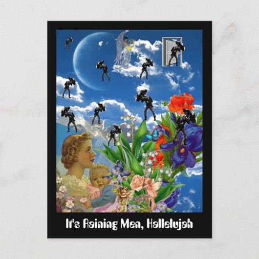 Es regnet Männer, Halleluja Postkarte (Vorderseite)