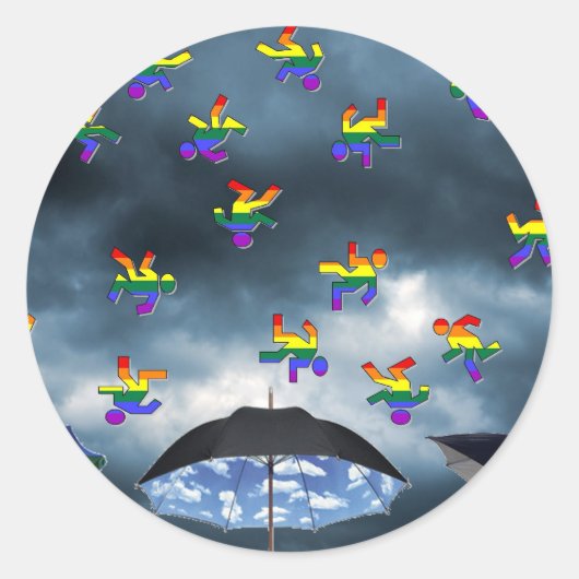 Es regnet Männer! Runder Aufkleber (Vorderseite)